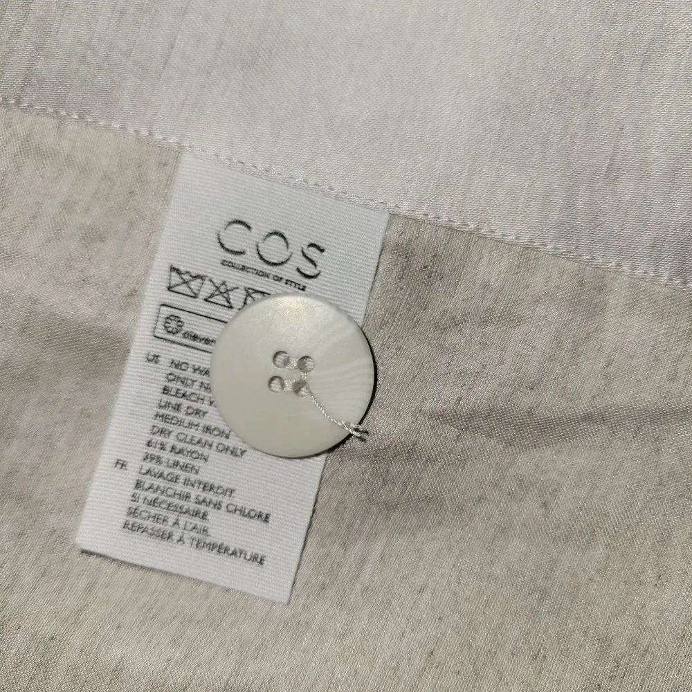 COS Sleeveless Satin Linen Blend Sleeveless Blazer Long Line Vest Trench 8 Ivory - Picture 16 of 16